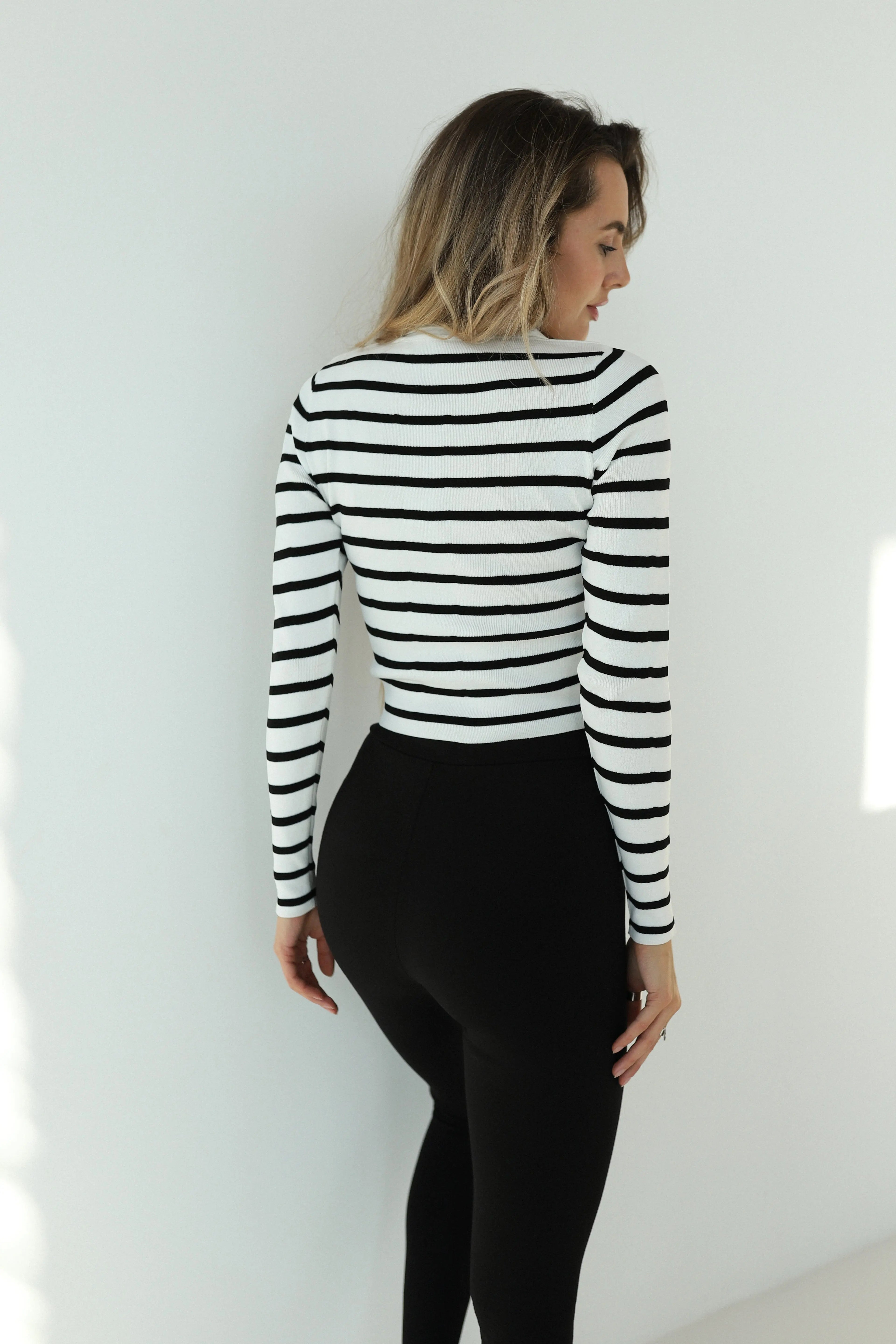 Women’s Ribbed High-Waist Leggings Akta – Black Knit